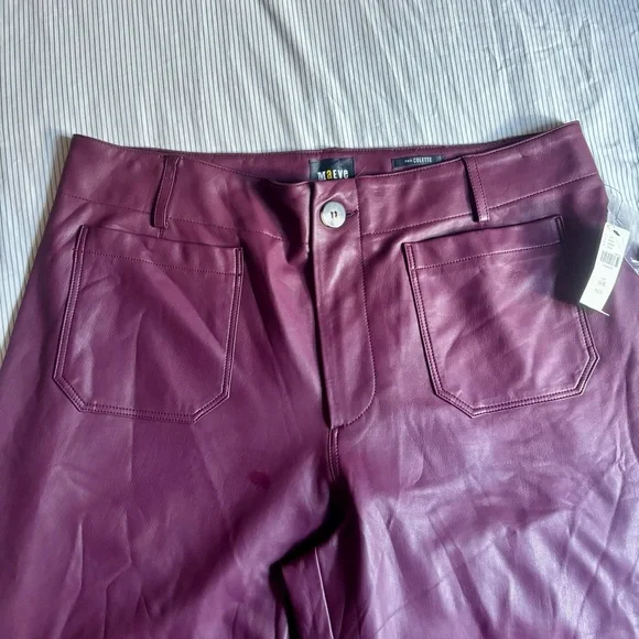 NWT MAEVE Anthropologie Colette Faux Leather Crop Wide Leg Pants in Violet | 16W - Picture 3 of 9